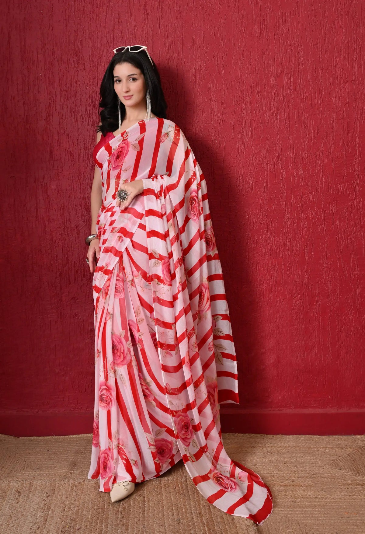 Aveline Italian Chiffon Saree - Sindhu