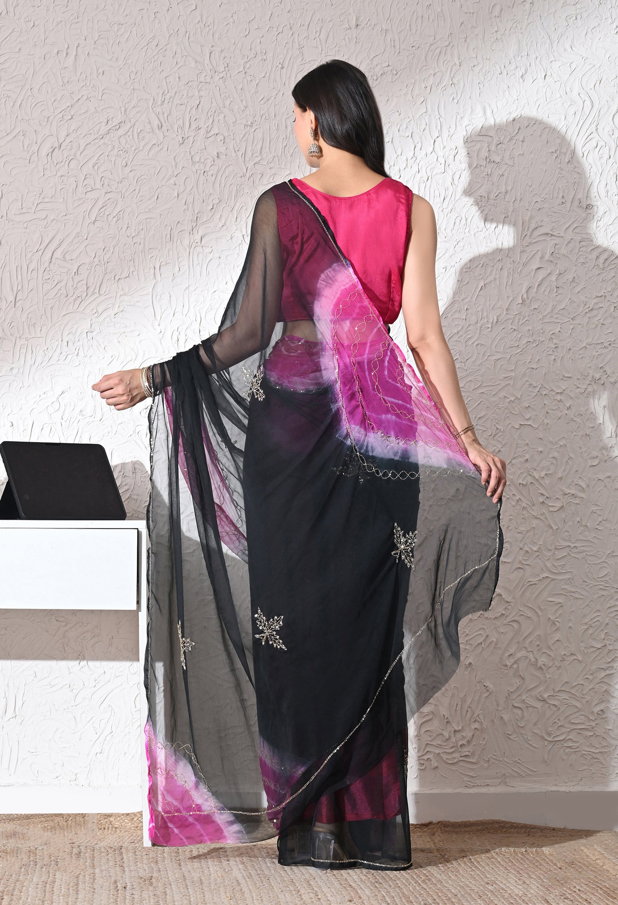 Nocturne Italian Chiffon Saree