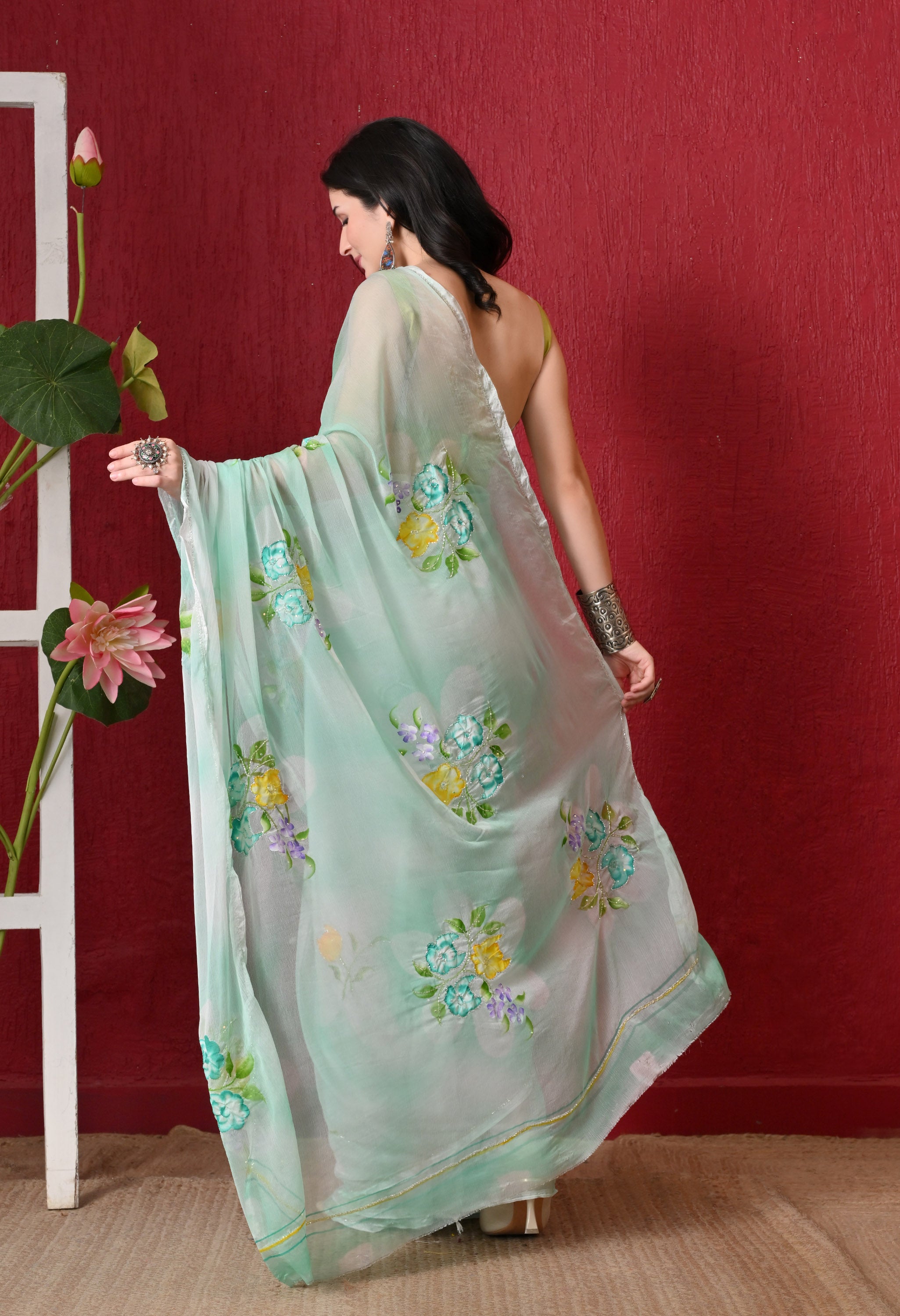 Verdelle Italian Chiffon Saree