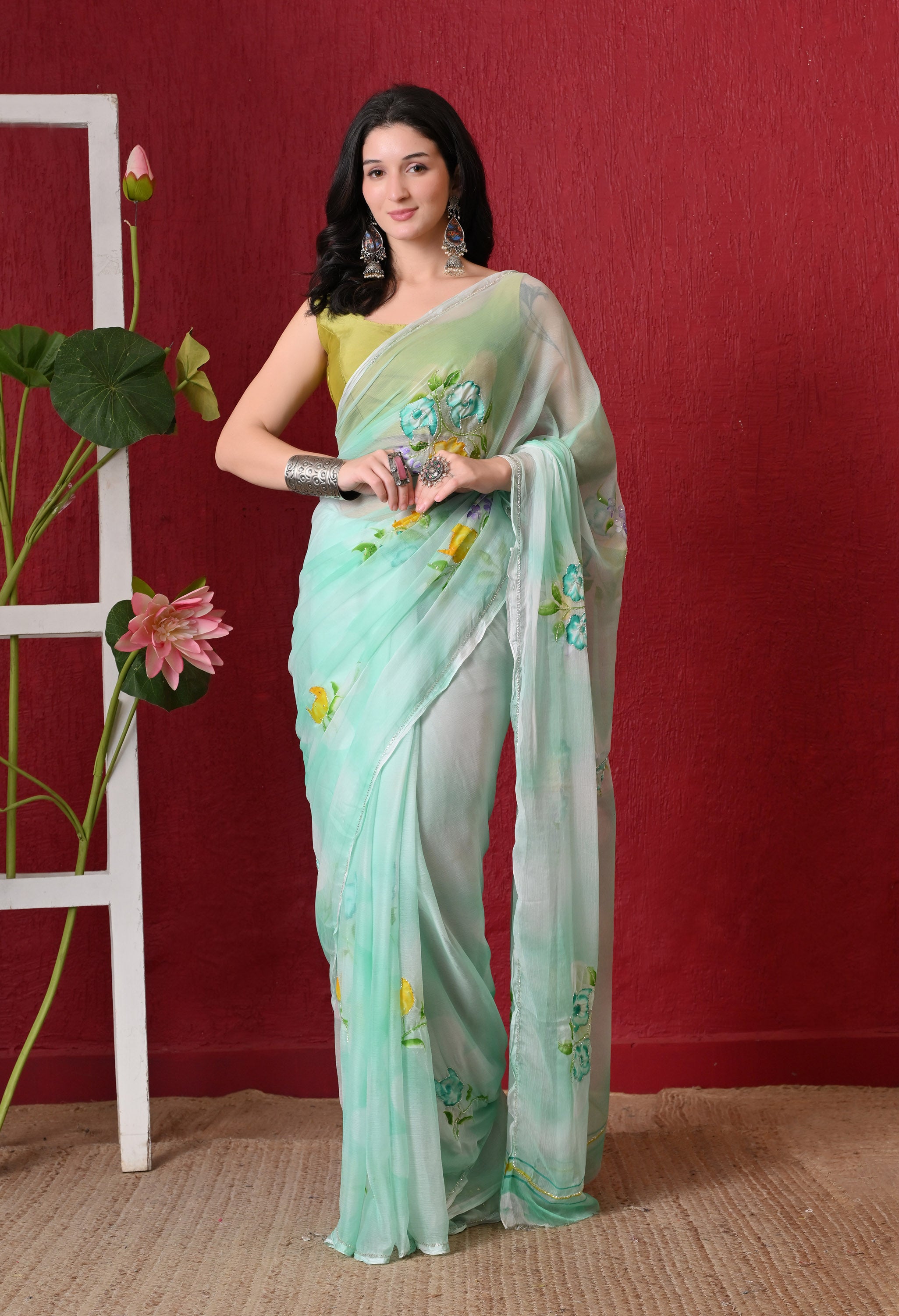 Verdelle Italian Chiffon Saree