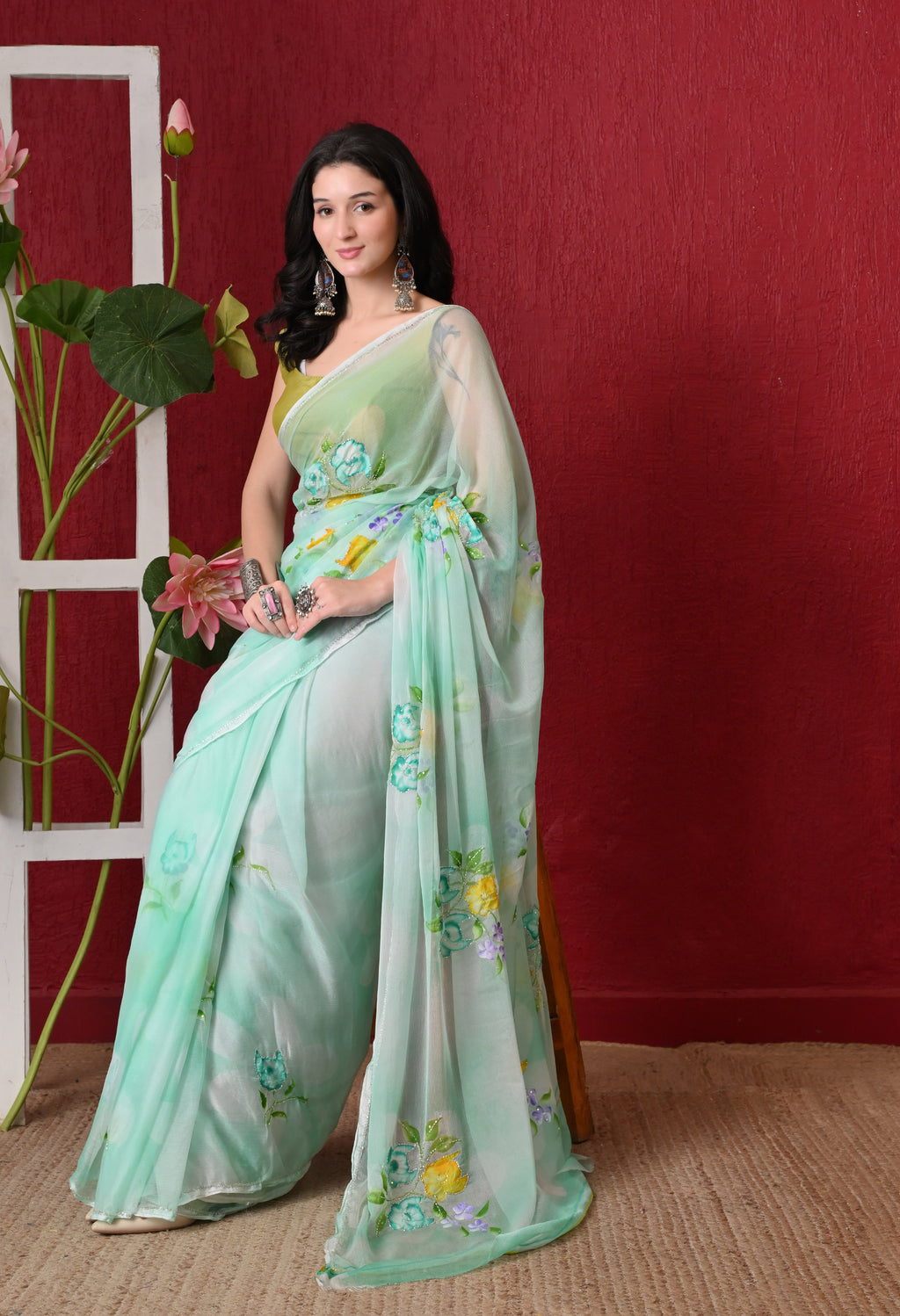 Verdelle Italian Chiffon Saree