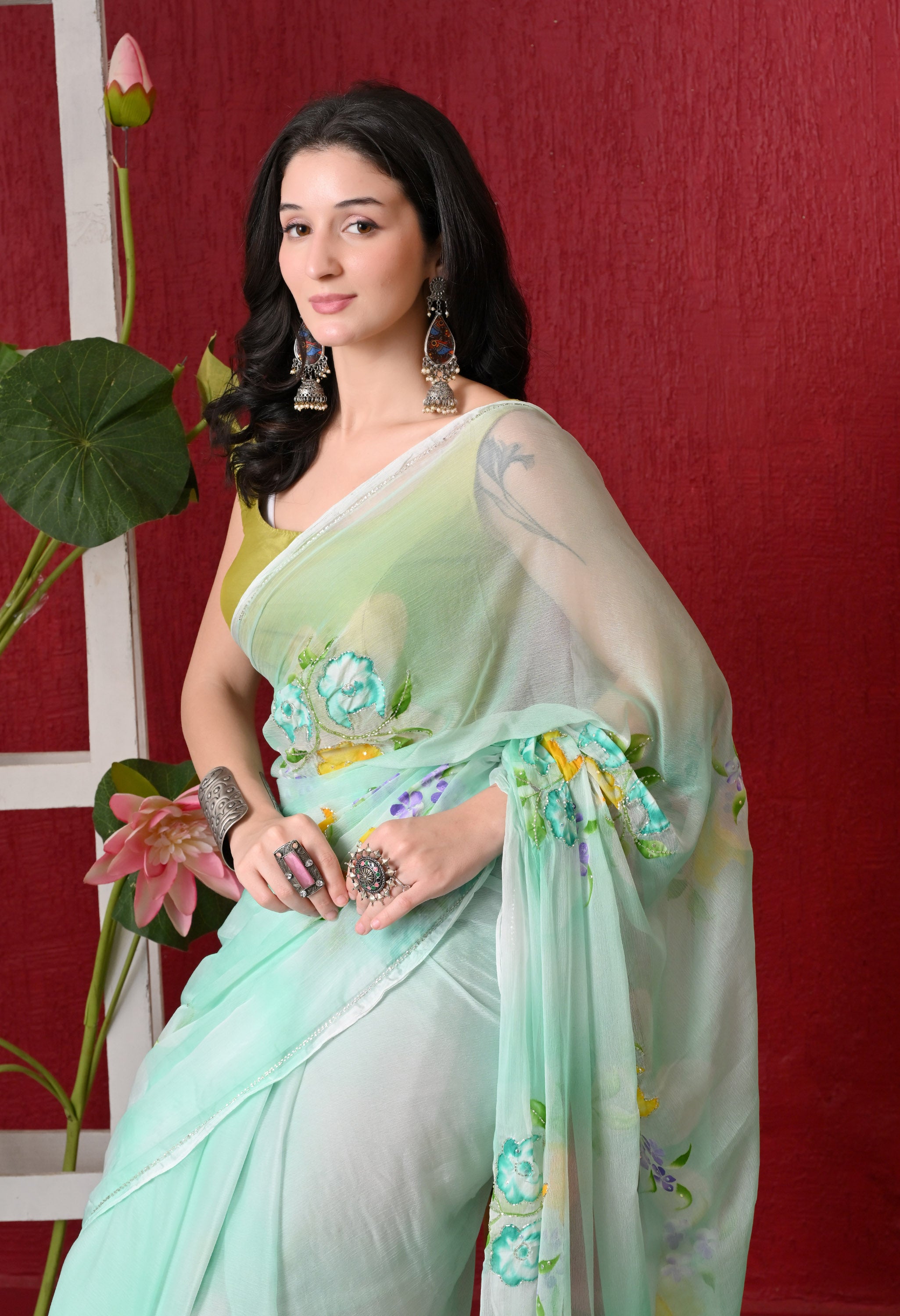 Verdelle Italian Chiffon Saree