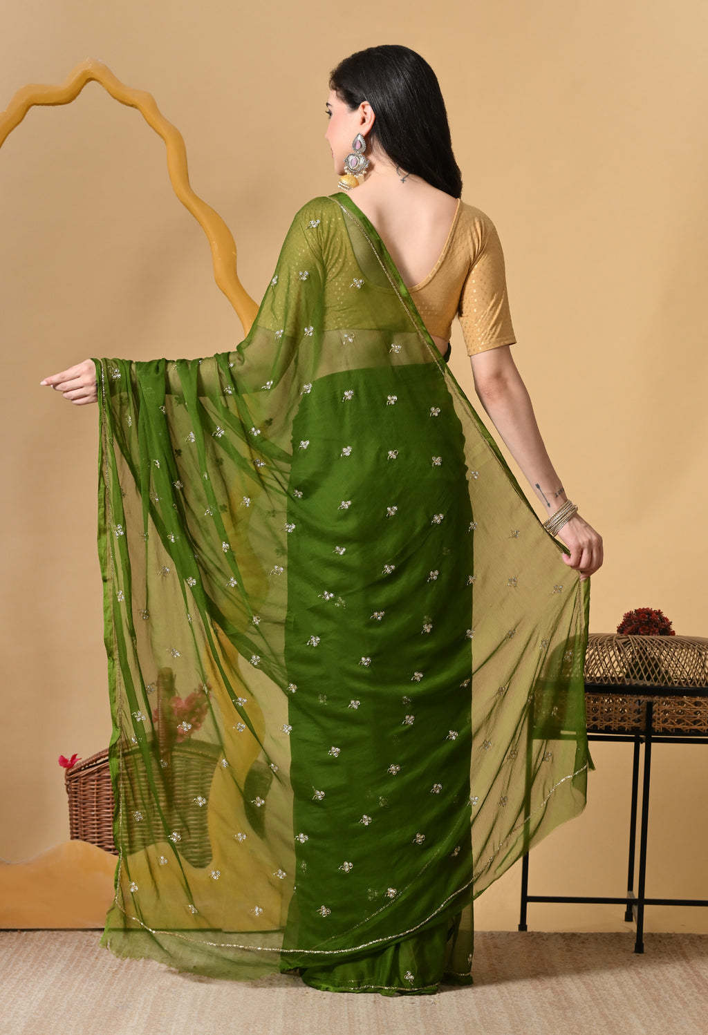 Jade Italian Chiffon Saree
