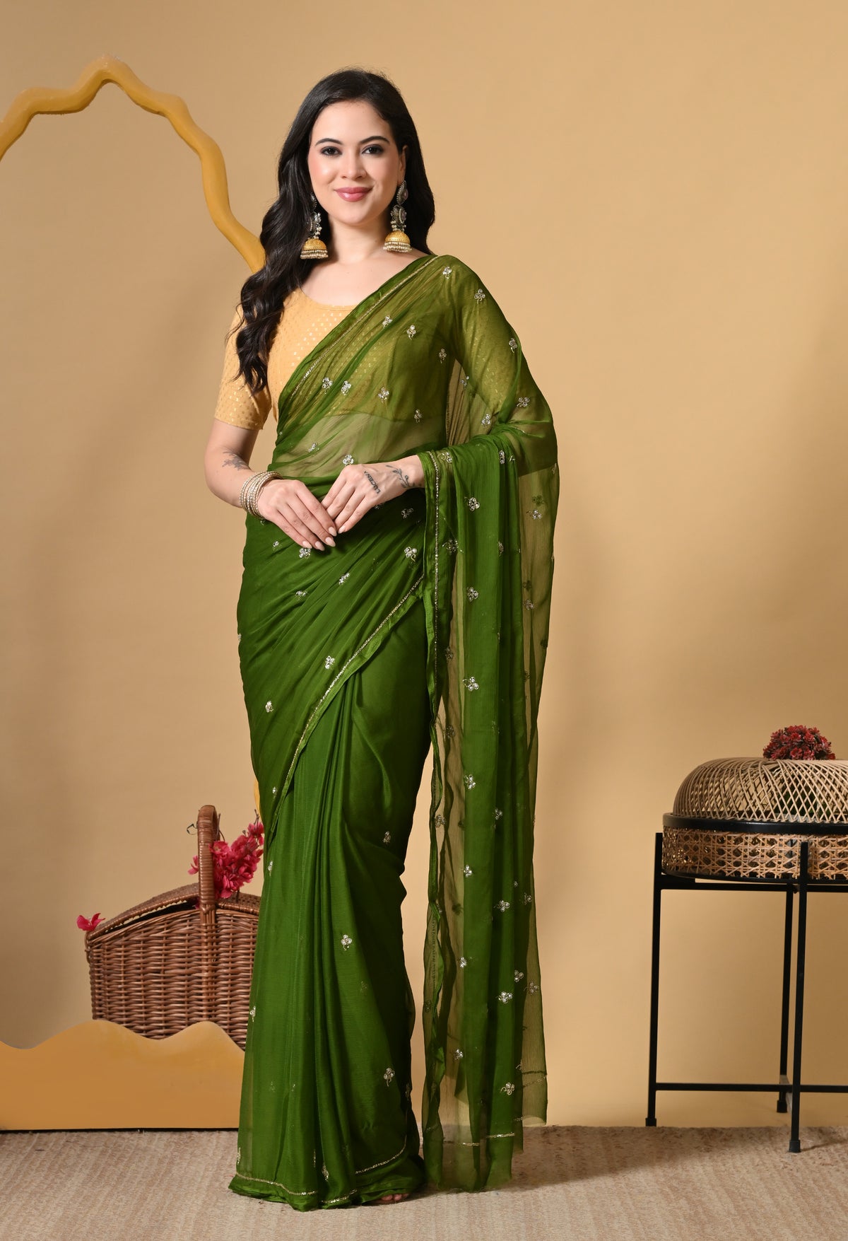 Jade Italian Chiffon Saree