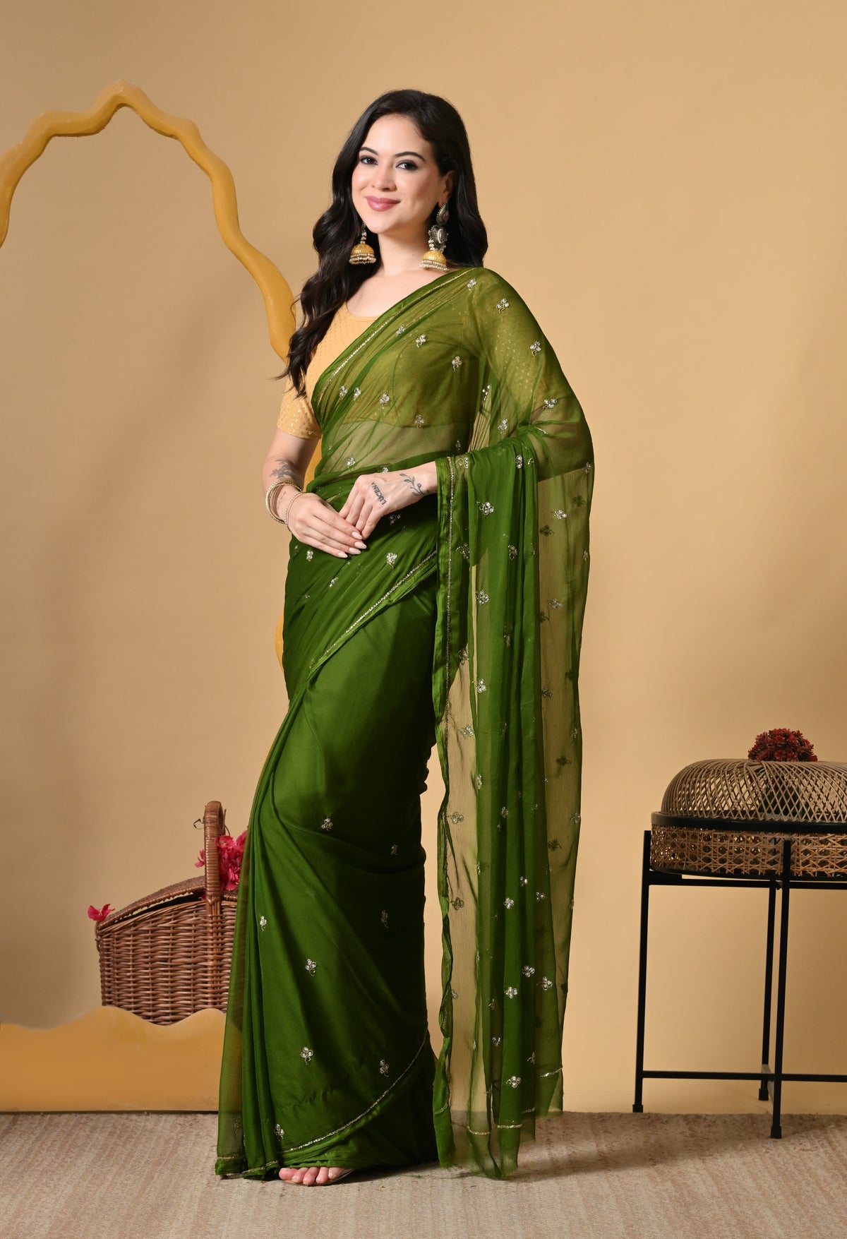 Jade Italian Chiffon Saree