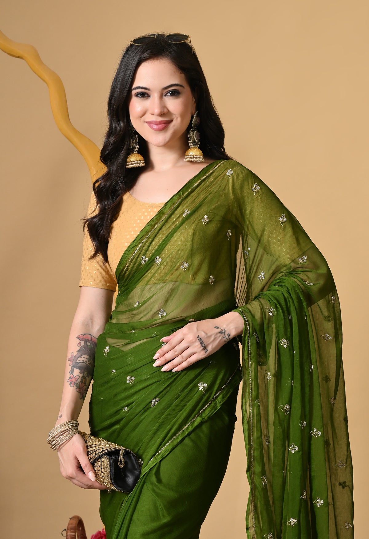 Jade Italian Chiffon Saree