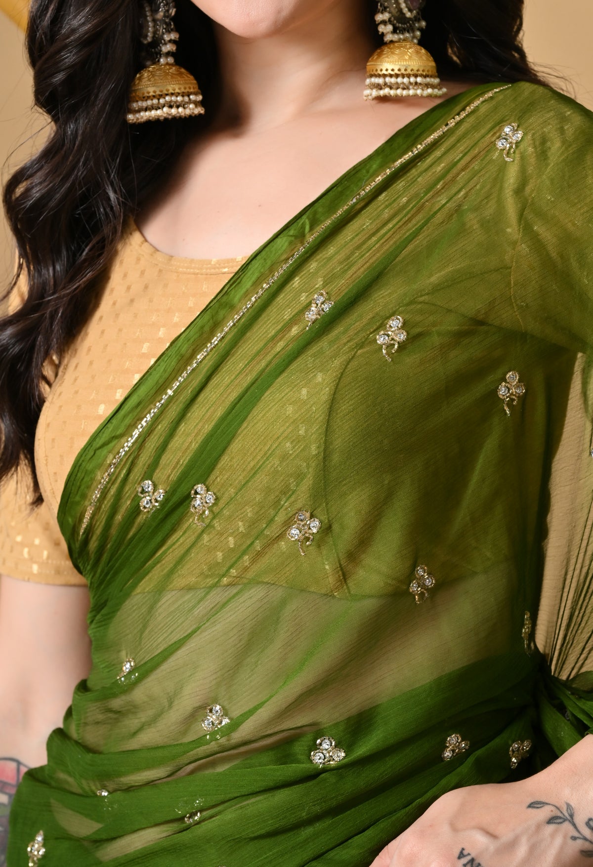 Jade Italian Chiffon Saree