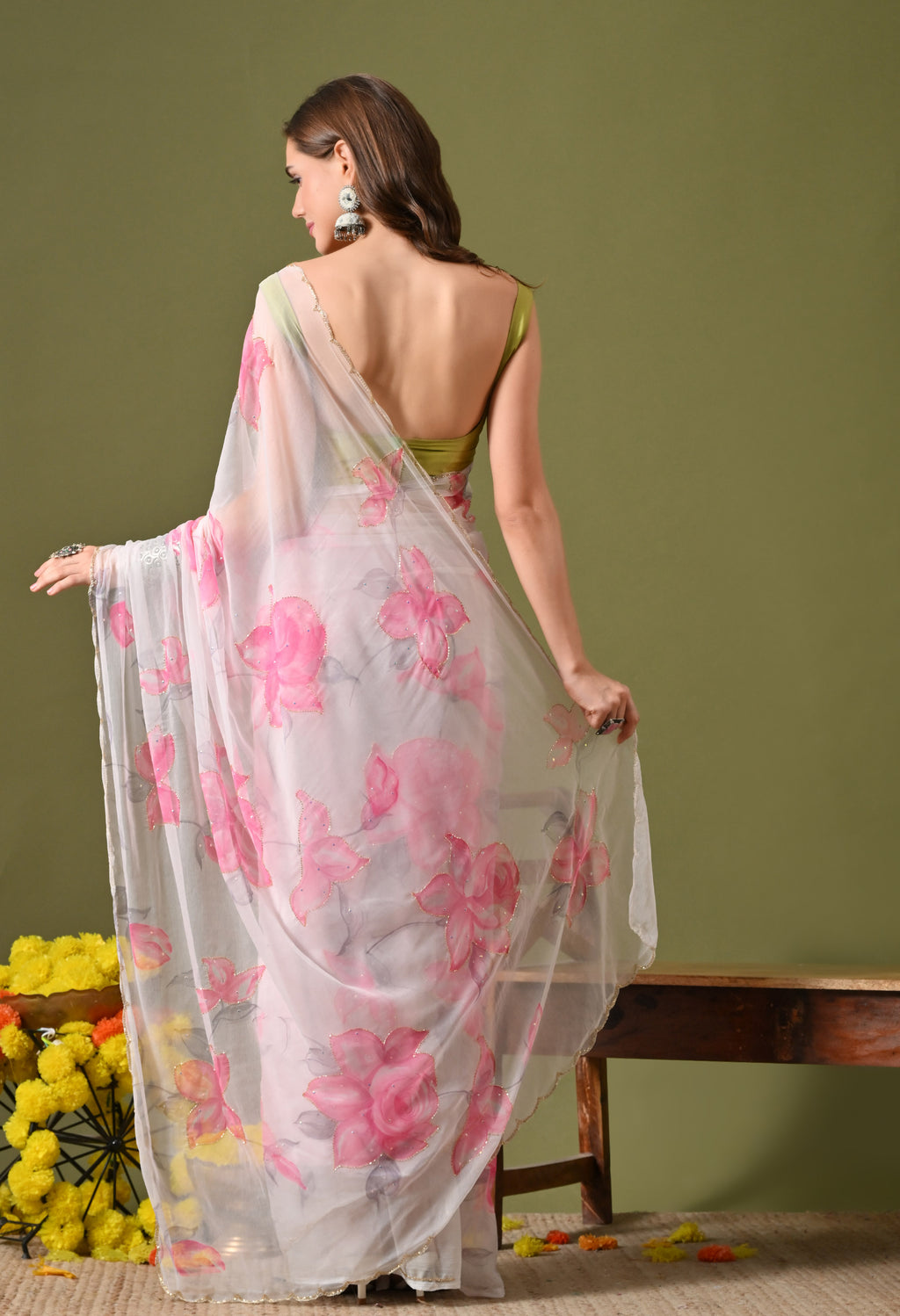 Anemone Italian Chiffon Saree