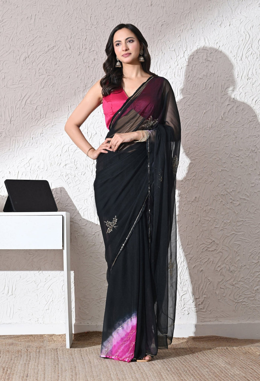 Nocturne Italian Chiffon Saree - Sindhu