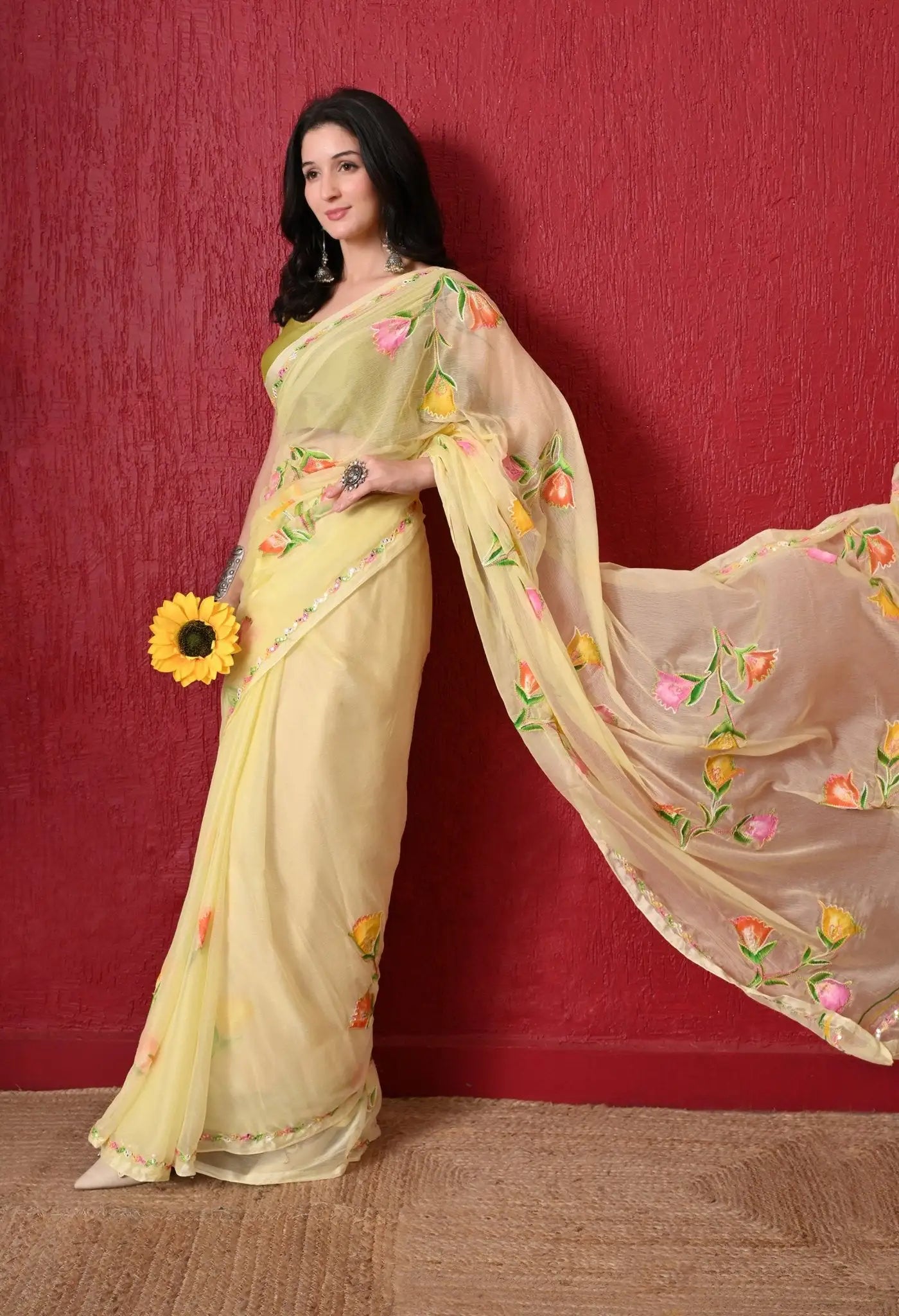 Primrose Italian Chiffon Saree - Sindhu