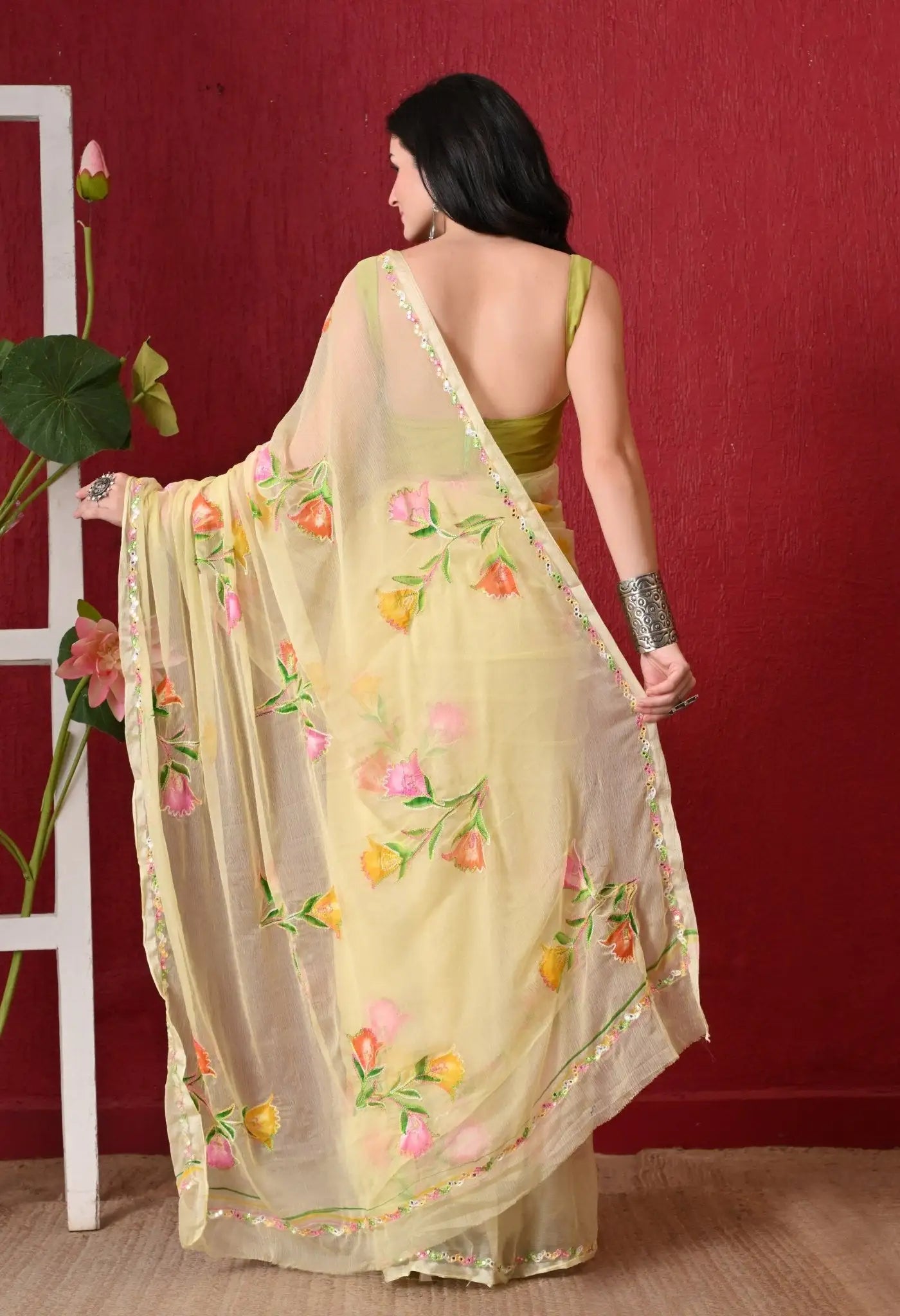 Primrose Italian Chiffon Saree - Sindhu